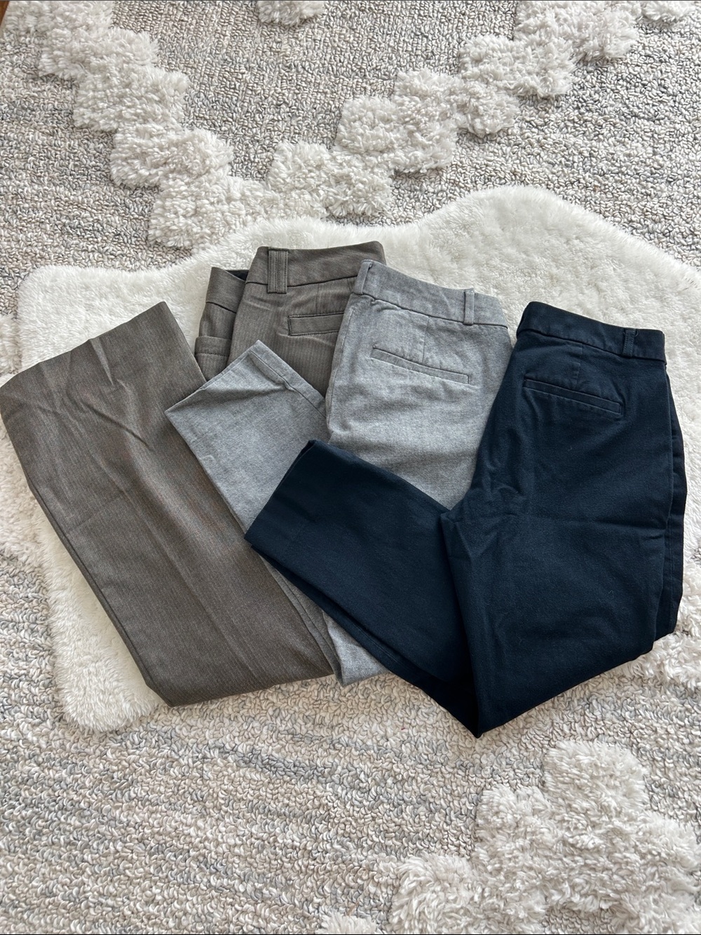 Banana Republic Cropped Ankle Pants Trio in Navy, Gray & Brown